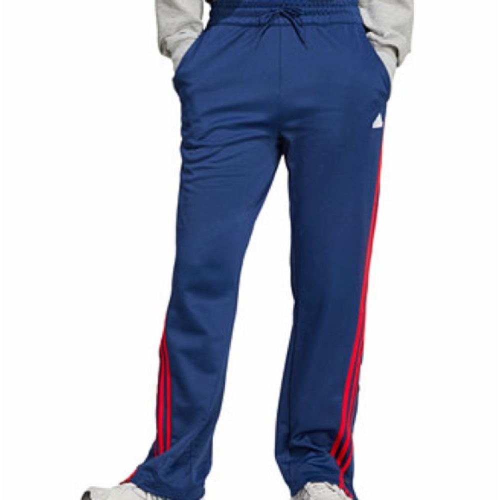 Adidas Men's Navy Joggers with Red Stripes